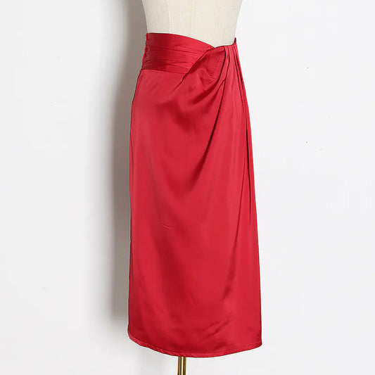 Women's High-Waist Mid-Length Slim Split Skirt