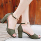 Korean Style Thick Heel Women's One Word Buckle Sandals