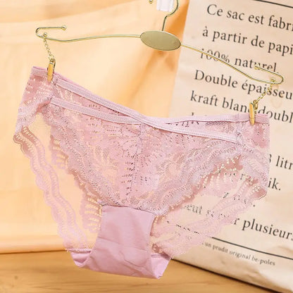 Elegant Lace Trim Low Waist Panties