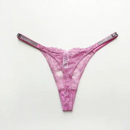 Rhinestone Thong Panties for Women Fitness