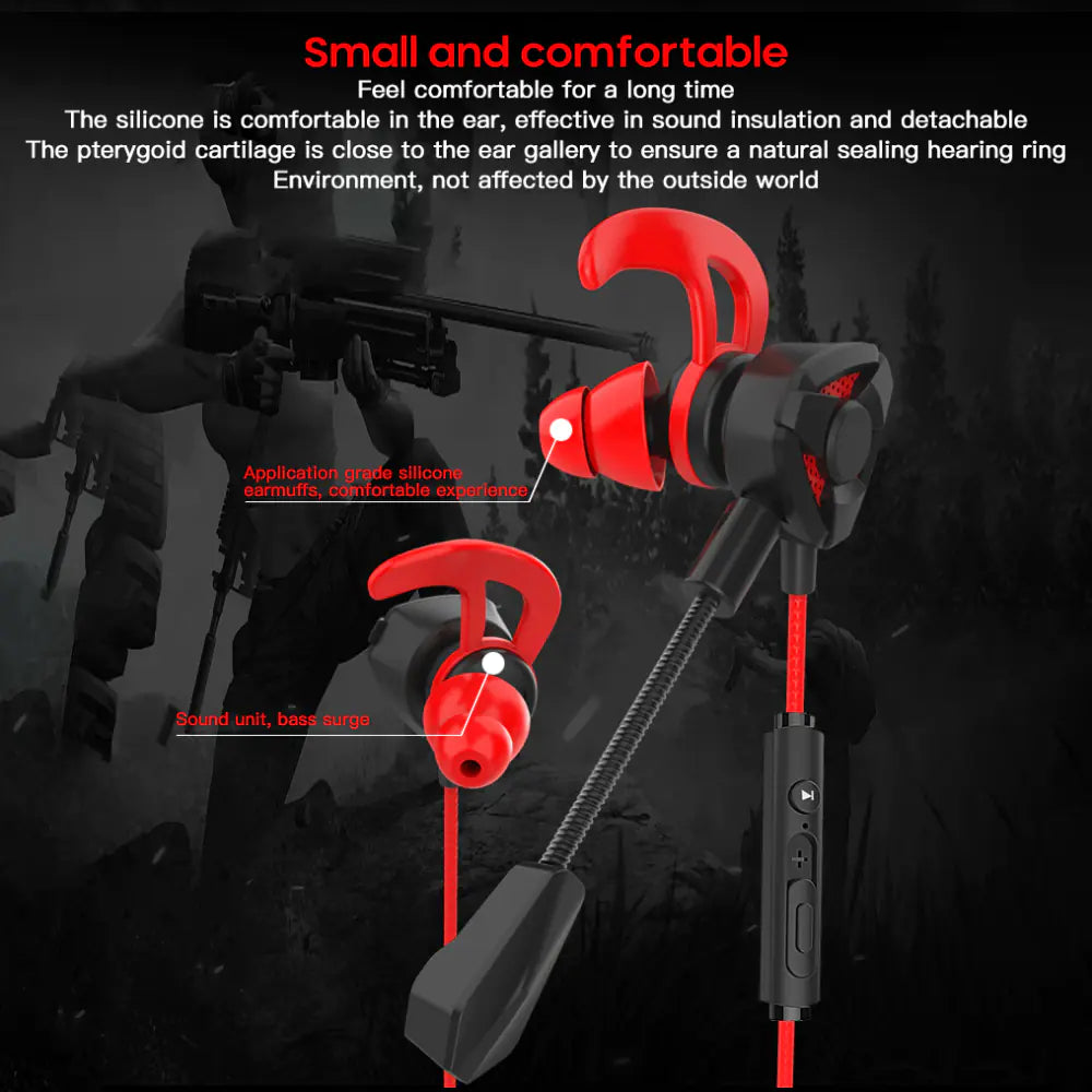 Wired In-Ear Gaming Headset for Mobile and PC Games