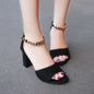 Korean Style Thick Heel Women's One Word Buckle Sandals