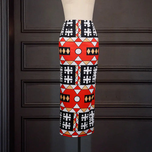 Chic High Waist Geometric Slim Skirt