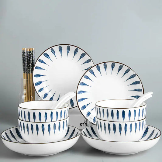 Japanese Underglaze Dining Kit - Elegant 16-Piece Ceramic Set for home