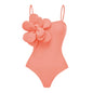 Solid Color Strapless Floral One-Piece Swimsuit
