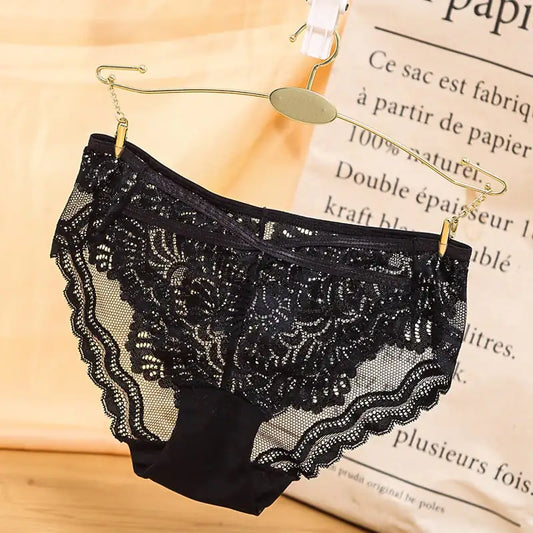 Elegant Lace Trim Low Waist Panties
