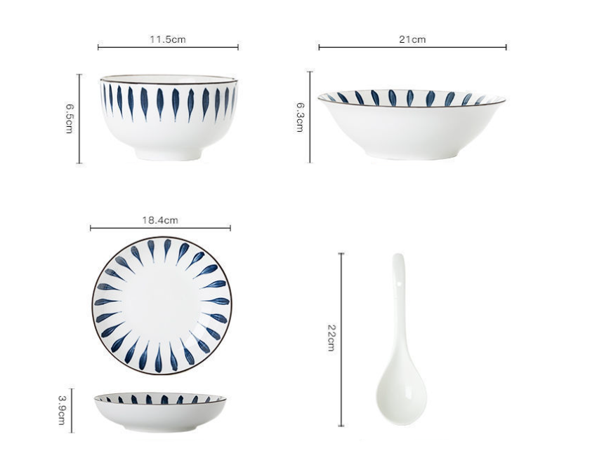 Japanese Underglaze Dining Kit - Elegant 16-Piece Ceramic Set for home