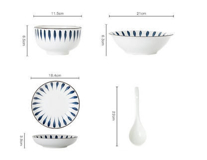 Japanese Underglaze Dining Kit - Elegant 16-Piece Ceramic Set for home