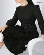 Elegant Pleated Belt Dress with Puff Sleeves