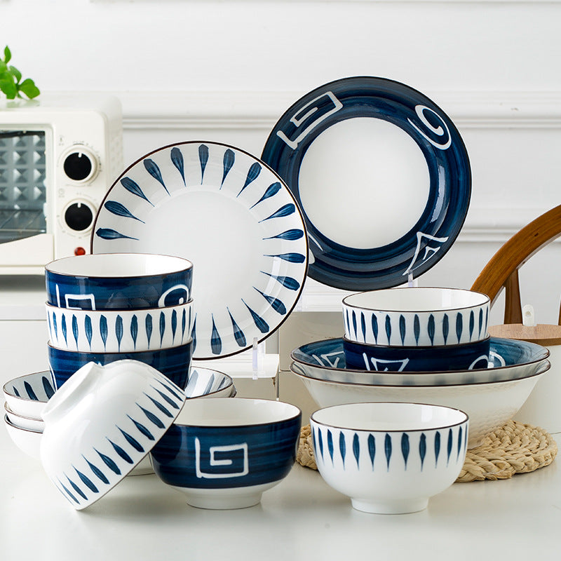 Japanese Underglaze Dining Kit - Elegant 16-Piece Ceramic Set for home