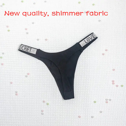 Rhinestone Thong Panties for Women Fitness