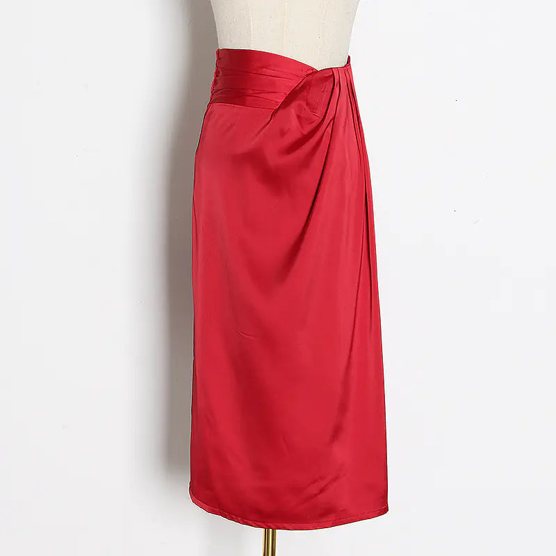 Women's High-Waist Mid-Length Slim Split Skirt