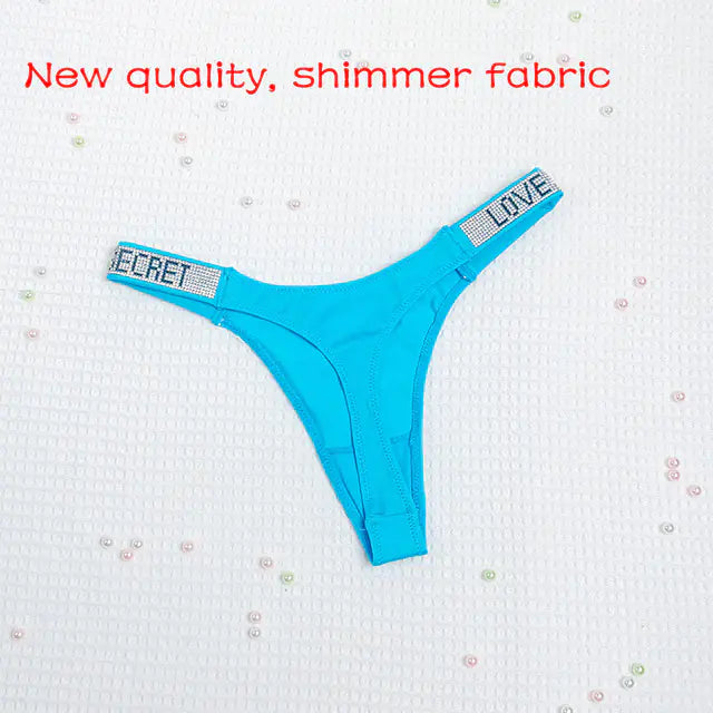 Rhinestone Thong Panties for Women Fitness