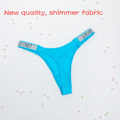 Rhinestone Thong Panties for Women Fitness