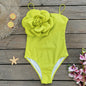 Solid Color Strapless Floral One-Piece Swimsuit