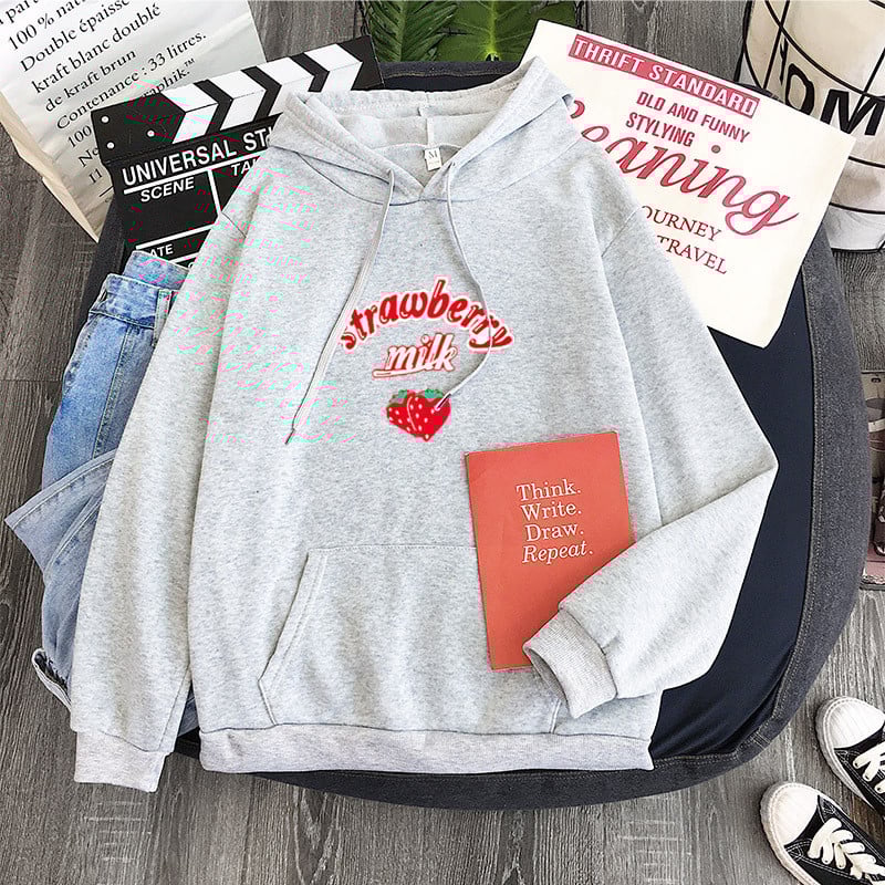 Harajuku Strawberry Milk Graphic Sweatshirt