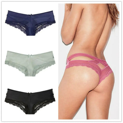Sheer Lace Low-Rise Thong Panties
