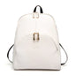 White backpack with a brand logo on a white background