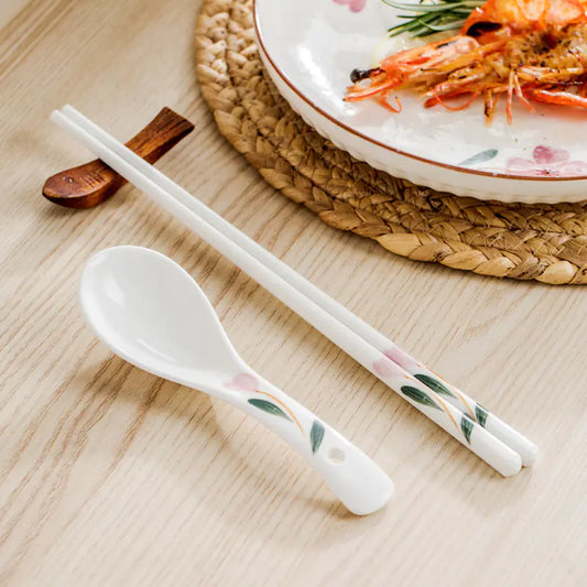 Sakura Blossom Ceramic Chopstick Set - Elegant & Artistic Dining Essentials