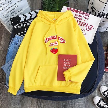 Harajuku Strawberry Milk Graphic Sweatshirt